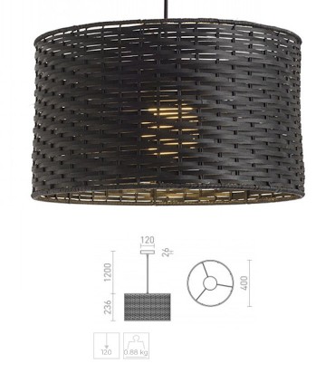Dimensiones Lámpara Colgante de Bambú Natural Negro FIATLUX Ø40cm