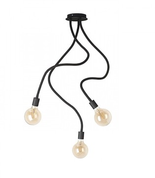 Lámpara de techo 3 brazos flexibles Negro LOYD E27 III