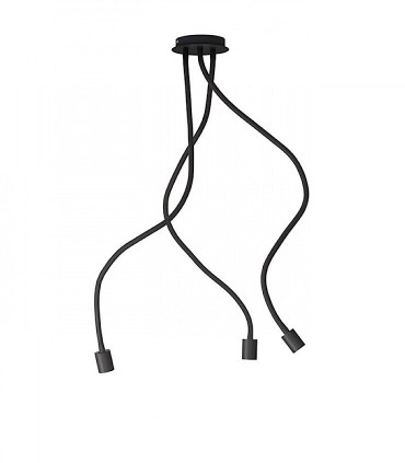 Lámpara de techo 3 brazos flexibles Negro LOYD E27 III