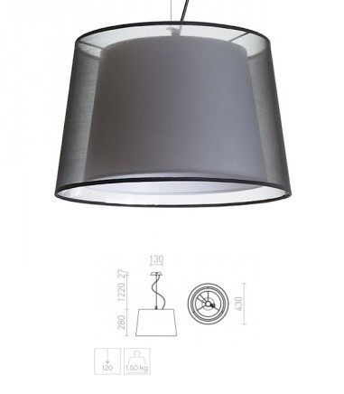 Dimensiones Lámpara Suspensión doble pantalla ESPLANADE Ø43cm