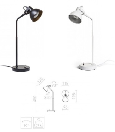 Dimensiones Lámpara de Mesa Retro ROSITA GU10 Blanco-Negro