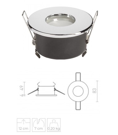 Dimensiones Aro foco empotrable IP65 Redondo SPLASH R Níquel o Cromo