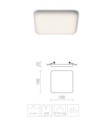 Dimensiones Foco Empotrable Led IP65 BELIC Cuadrado 8W 645lm 3000K sin marcos