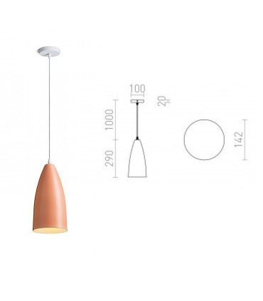 Dimensiones Lámpara Colgante Naranja TUTTI E27 Ø14,2cm