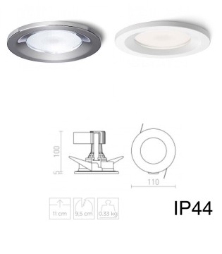 Aro foco empotrable IP44 Redondo VERO GU10 Cromo 2
