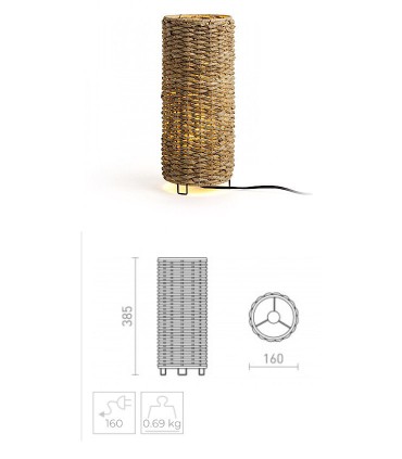 Dimensiones Lámpara de mesa Étnica fibra natural FLORINA E27