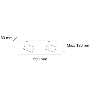 Dimensiones Regleta 2 Focos OROEL Blanco-Cromo