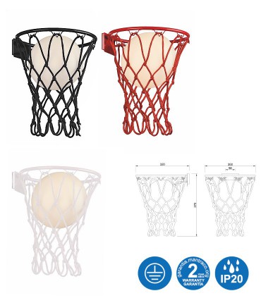 Dimensiones Aplique BASKETBALL Mantra Blanco, Negro, Rojo