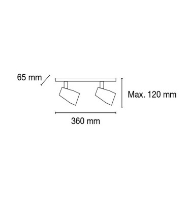 Dimensiones regleta 2 luces Aspe