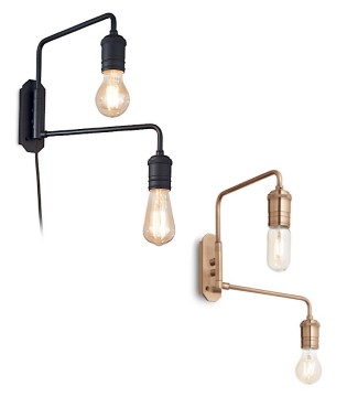 Aplique articulado TRIUMPH 2L E27 Negro o Latón IDEAL LUX