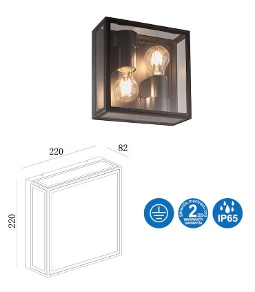 Aplique VERBIER Gris Oscuro 2LxE27 IP65 7065 Mantra