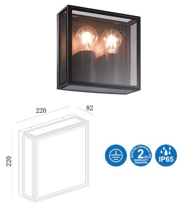 Aplique VERBIER Gris Oscuro 2LxE27 IP65 7066 Mantra