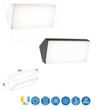Aplique de pared SOLDEN LED 9W 3000K IP65 Mantra
