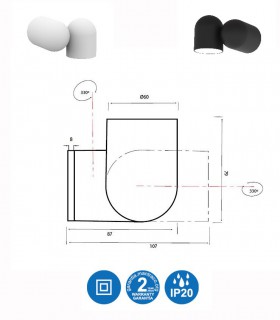 Foco superficie - Aplique Orientable IOS GU10 Blanco o Negro Mantra