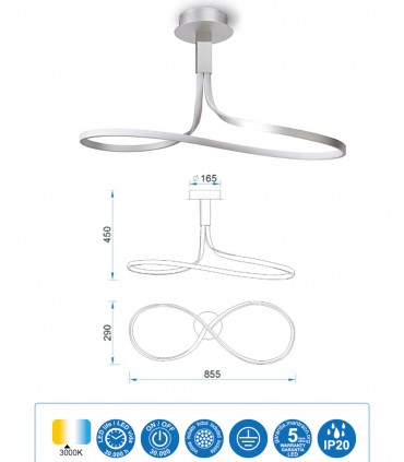 Características Lámpara Lazo NUR 40W  Plata-Cromo alt: 45cm Mantra