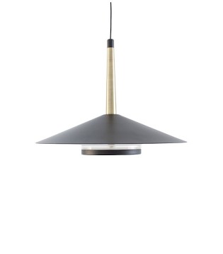 Lámpara de techo LED colgante negra cuero y latón ORION 8W Mantra 7305
