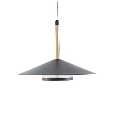 Lámpara de techo LED colgante negra cuero y latón ORION 8W Mantra 7305