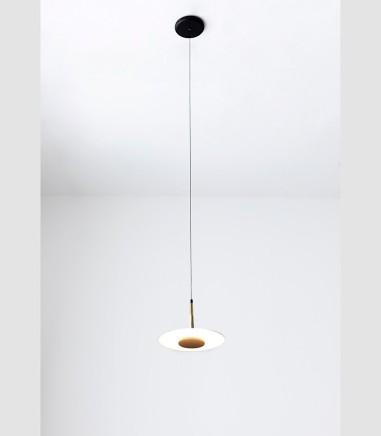 Lámpara de techo LED colgante  negra cuero y latón ORION 8W - Mantra
