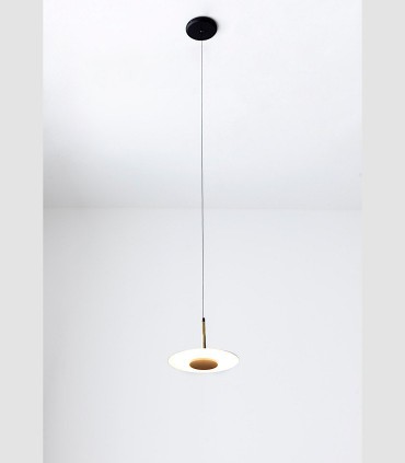 Lámpara de techo LED colgante  negra cuero y latón ORION 8W - Mantra