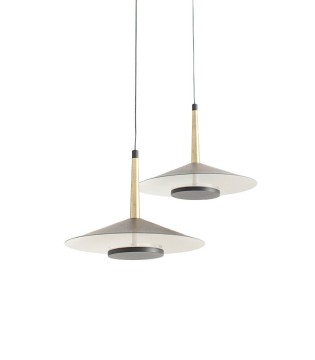 Lámpara 2 luces negra cuero y latón ORION 16W LED Mantra