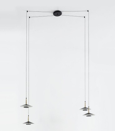 Lámpara 4 luces negra cuero y latón ORION 32W LED Mantra