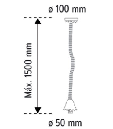 Dimensiones: Lámpara Colgante Portalámparas SOGA gruesa: Ø35mm