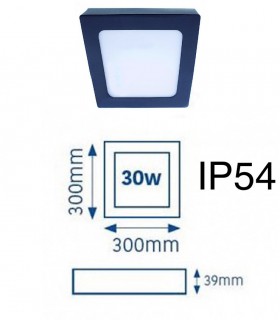 Plafón LED Know IP54 30W 4000K cuadrado antracita INT-EXT