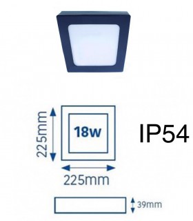Plafón LED Know IP54 18W 4000K cuadrado antracita INT-EXT