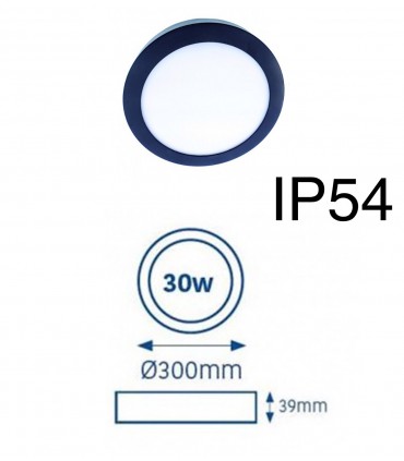 Dimensiones Plafón LED Know IP54 30W 4000K redondo antracita INT-EXT