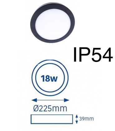 Dimensiones Plafón LED Know IP54 18W 4000K redondo antracita INT-EXT