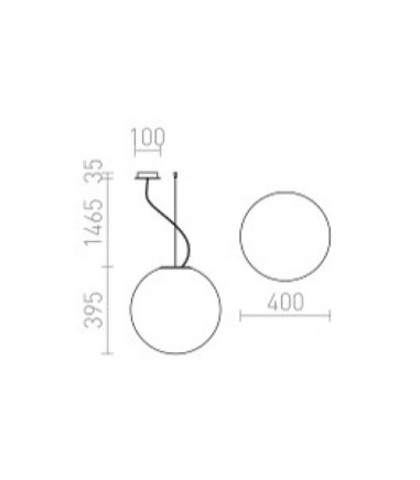 Dimensiones Lámpara Globo LUNEA 40 de vidrio opal triplex grande Ø40cm