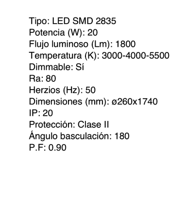 Características Lámpara de pie Led 20W Negro Regulable con mando a distancia