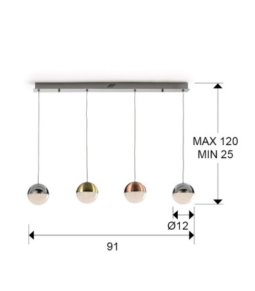 Lampara 4 luces Led SPHERE color - Schuller 793659
