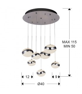 Lampara led LIPSE 7 luces cromo - Schuller