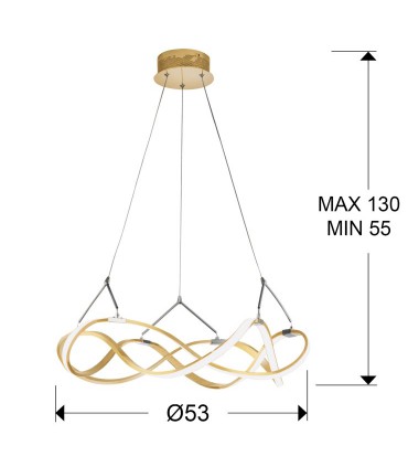 Dimensiones Lámpara techo LED  Molly 763712 55cm oro Schuller iluminación