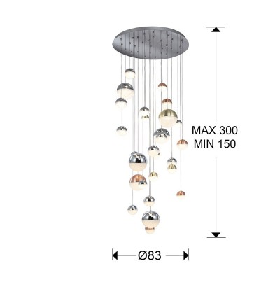 Lampara SPHERE Ø80 27 luces 793960 - Schuller