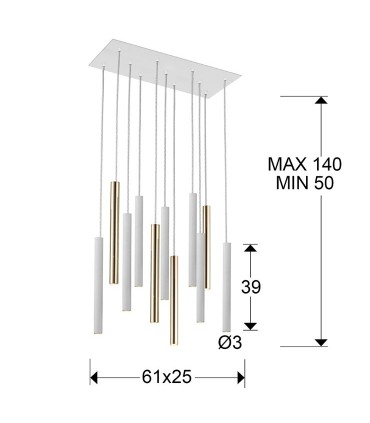 Lampara VARAS oro blanco 11 luces - Schuller
