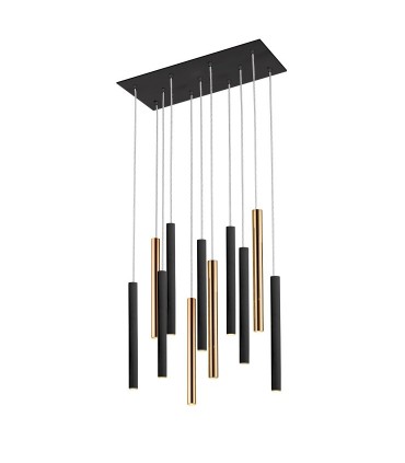 Lampara VARAS oro negro 11 luces - Schuller 373357