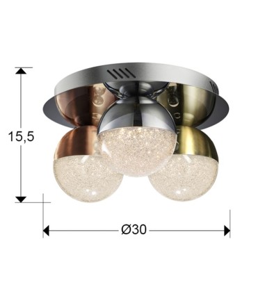 Plafon 3 luces led SPHERE color 30 cm de Schuller