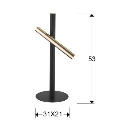 Dimensiones Lámpara de mesa LED VARAS 2L oro-negro - Schuller 373579