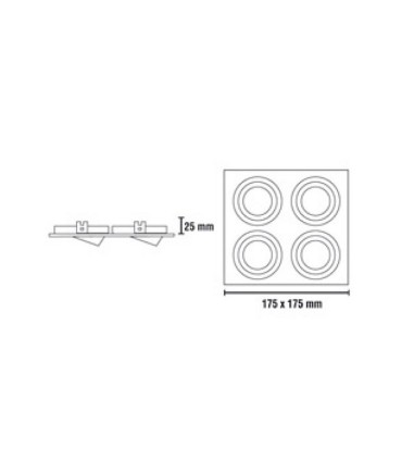 Foco empotrable Helium 4 luces Aluminio GU10