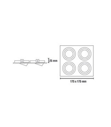 Foco empotrable Helium 4 luces Aluminio GU10