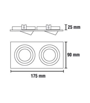 Foco empotrable GU10 Helium 2L 175mm negro-cromo 2