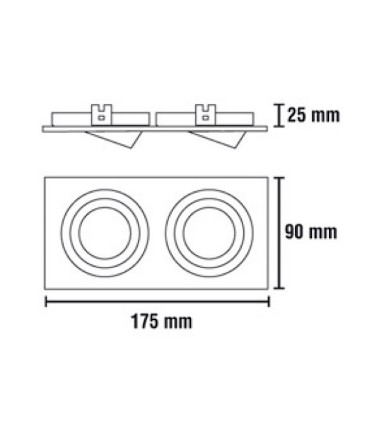 Foco empotrable Helium 2 luces Negro GU10
