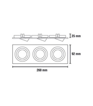 Foco empotrable Helium 3 luces Negro GU10 2