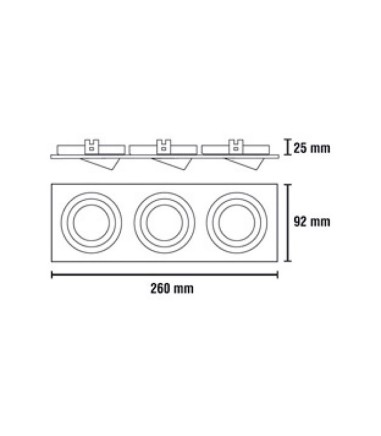 Foco empotrable Helium 3 luces Negro GU10