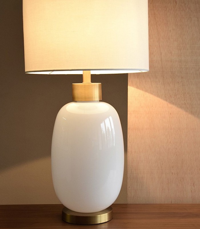 Lámpara de mesa vidrio blanco