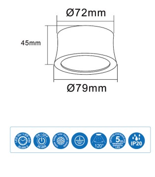 Foco superficie Gower LED Negro 7W - Mantra 2