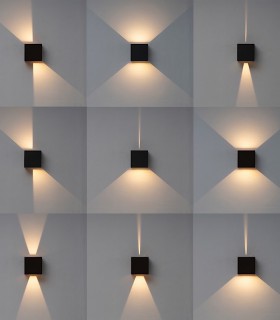 Modificaciones en los haces de luz que puedes realizar en el aplique Davos 6524 cubo negro arena - Mantra