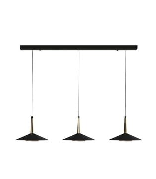 Lámpara LED lineal 3 colgantes  Orion 24W negro-cuero - Mantra 2